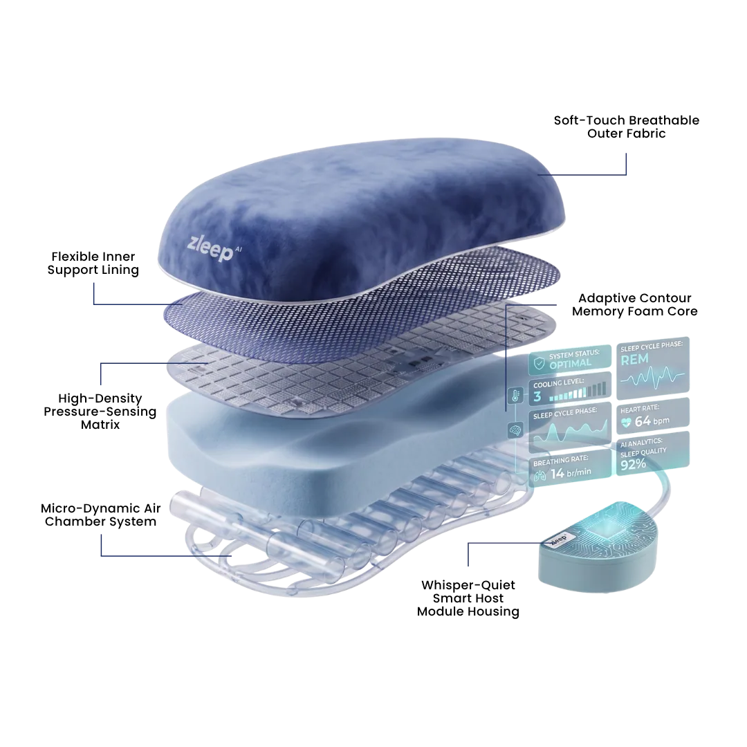 Aero Sync Smart Pillow layered material construction